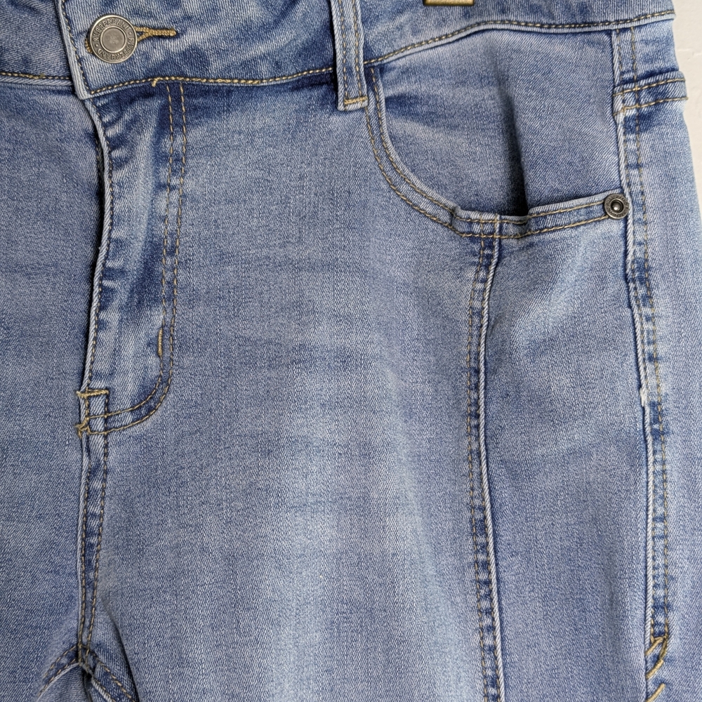 Rubberband Jeans Stretch Women's Split Hem Sz10 Boho 70s Asymmetrical Poetcore